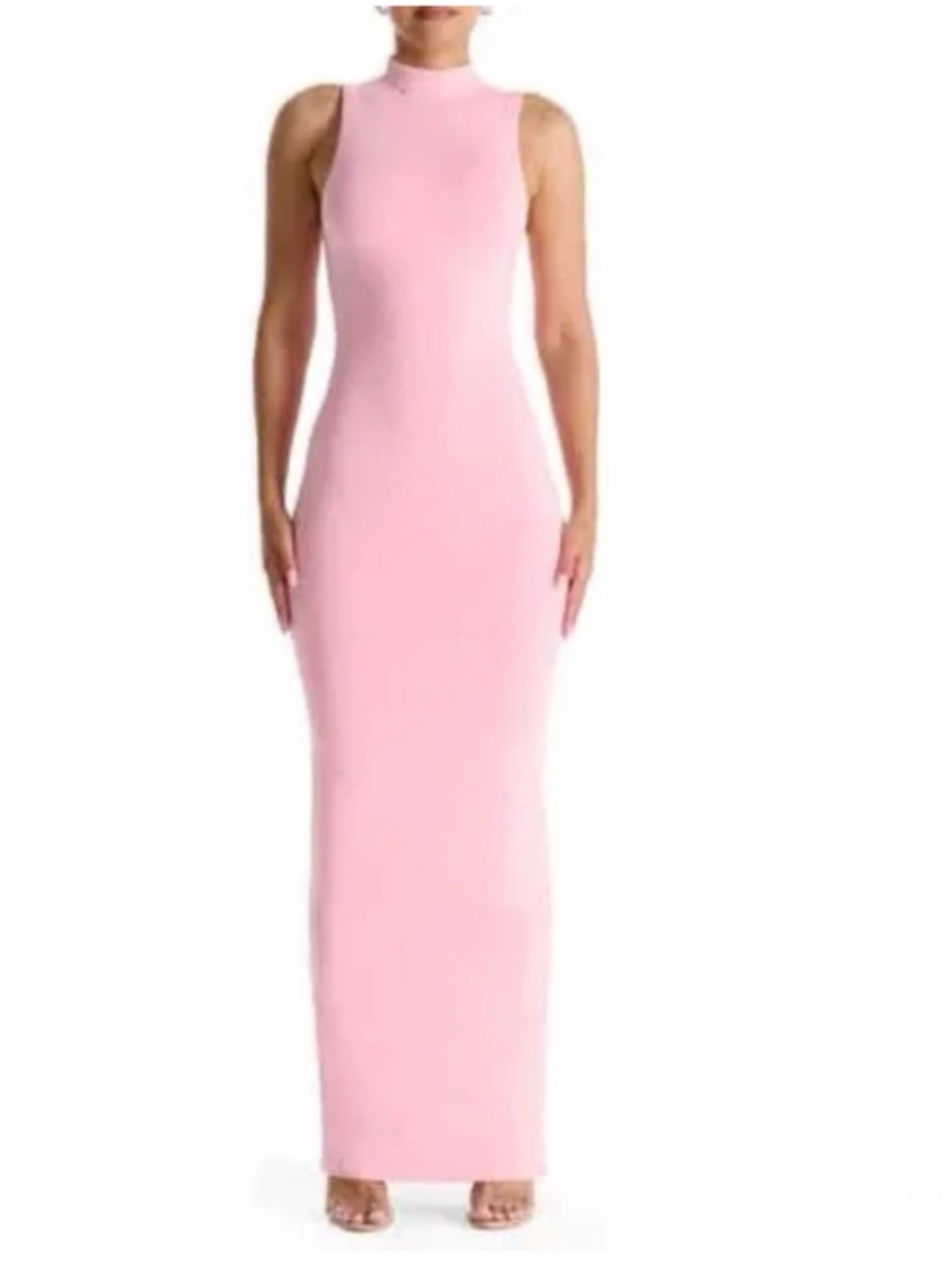 Naked Wardrobe Soft Pink High-Neck Maxi Dress